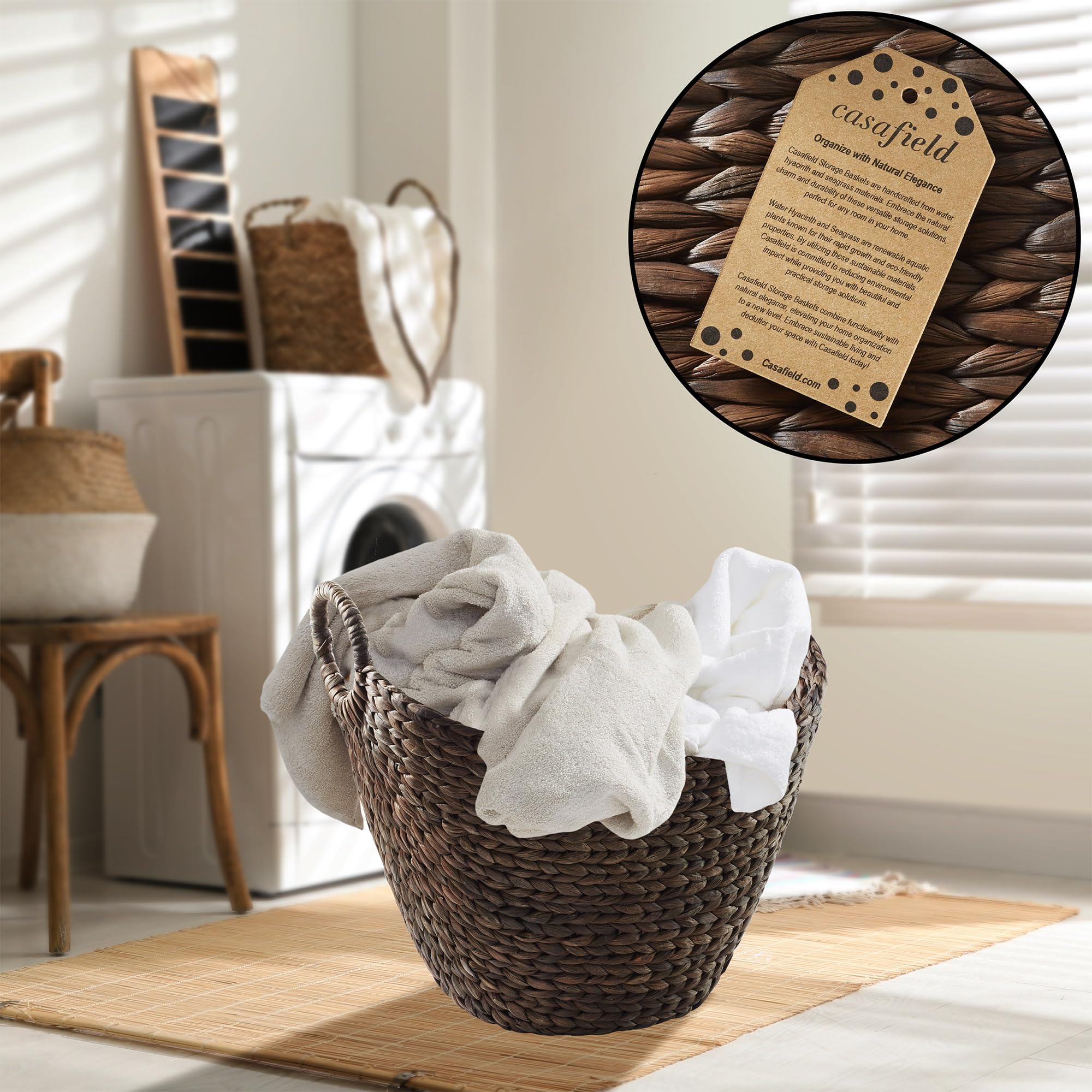 完売☆LUDLOW ラドロー Bucket-Water hyacinth bag Amazon.com: Casafield Large Laundry Boat Basket with Handles